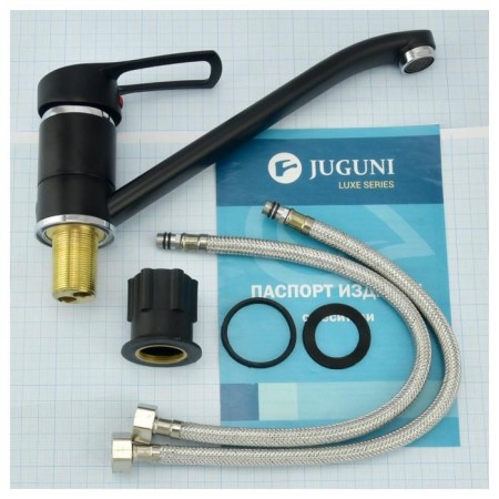 Juguni Luxe Capella kitchen mixer, single -rowing, with rotary pouring, black color is black-5