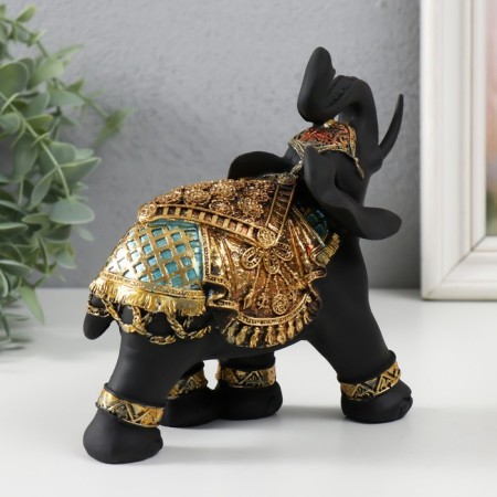 Polystone souvenir "Black Elephant in the Golden Rich Popon" MIX 14x8.5x17 cm-3