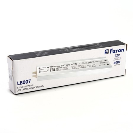 Electronic transformer for 12 W LED tape, Feron, LB007, 3.3A, 40 W-2