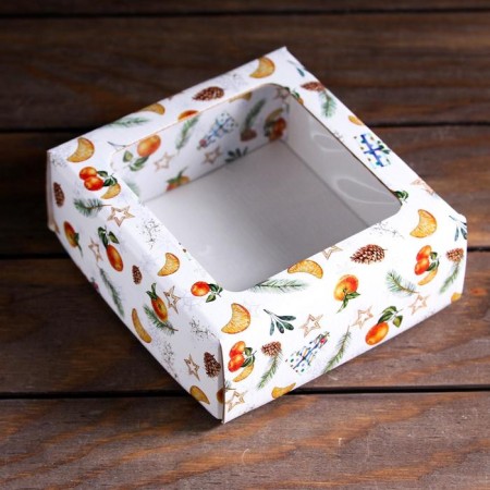Gift box, lid is, with the “New Year mood” window, 14.5 x 14.5 x 6 cm-2