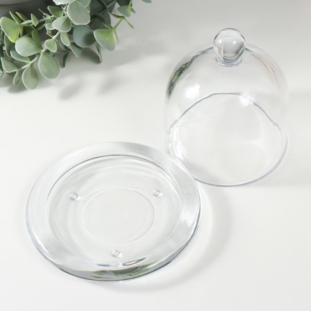Glass of glass per 1 candle "Dome" transparent 12x12x12 cm-3
