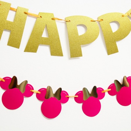 Garland on the tape "Happy Birthday", length 210 cm, Minnie Mouse-3