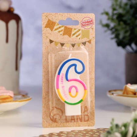 Candle for cake the number "6" color strip-1