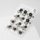 Brooch "Flowers" Mini, Mix shape, black and white color in silver (indivisible packing 12 pcs., Price per pcs.)