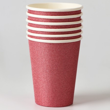 Paper glass "Squles", 6 pcs, burgundy color-1