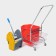 The harvester is simultaneous with vertical and net, red bucket 25 liters, chrome frame