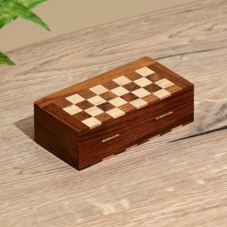 Chess pockets, board 12.5x12.5 cm, tree shisham-5