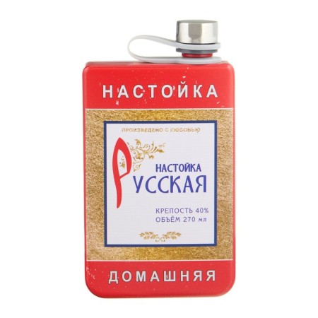 Flaw for alcohol "Russian tincture", stainless steel, gift, 270 ml, 9 oz-1