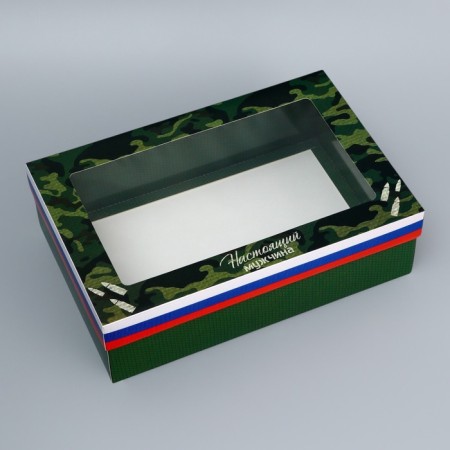 The box is folding, the cover is, "February 23", 30 x 20 x 9 cm with a window-2