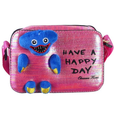 Children's bag with a zipper, 6x11x13 cm, adjustable belt, pink mix-4