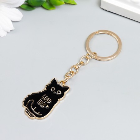 Metal keychain, enamel "Black cat" 10.5x2.5 cm-2
