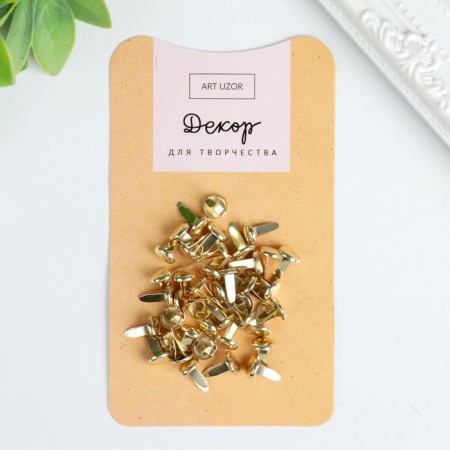 Brads for creativity metal "gold" set 40 pcs 1 cm 15.5x8.8x2 cm
