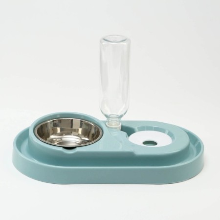 Double bowl with a carrot (removable bottle) 40.5 x 23 x 25 cm, blue-1