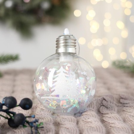 Ball plastic light D-8 cm "time of miracles" shine Christmas trees, transparent