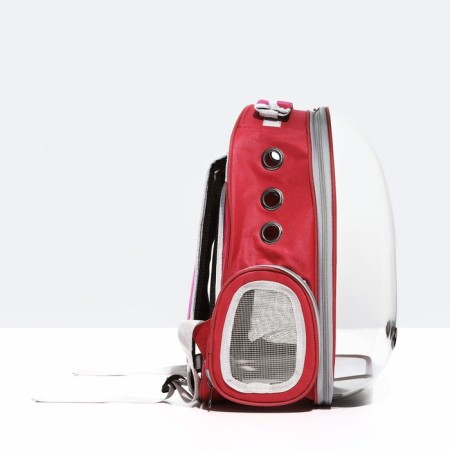 The backpack for carrying animals is transparent, 31 x 28 x 42 cm, red-1