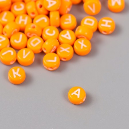 Beads for creativity plastic "English letters" Orange set 20 grams 0.4x0.7x0.7 cm-1