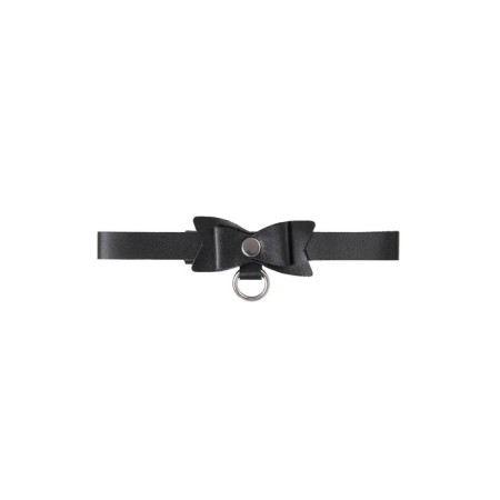 Pecado BDSM chocker-sewer, with a butterfly and a ring, genuine leather, black-2