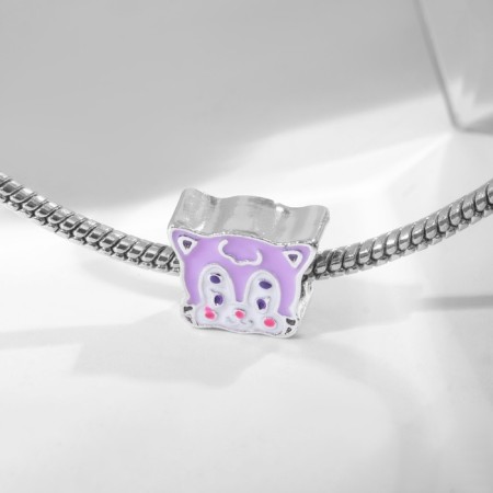 Talisman "Cartoon" cat, colored in silver-1