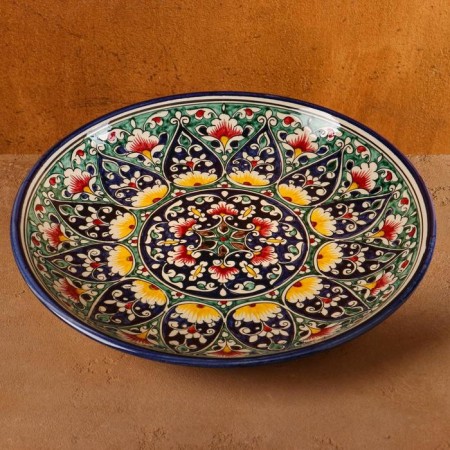Largan Rishtan ceramics "Flowers", 32 cm, blue