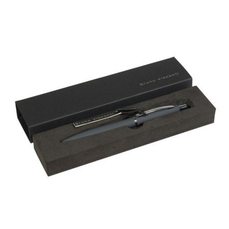 Automatic ballpoint pen, 1.0 mm, BrunovisConti San Remo, blue rod, metal case Soft Touch graphite, in case