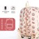 School backpack of textiles on a zipper, 3 pockets, beige/pink color