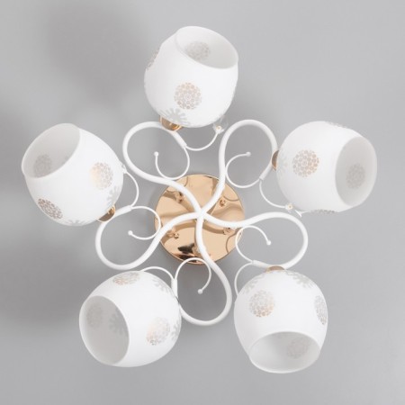 Olivia chandelier 5x60W E27 gold, white 52x52x28cm-3