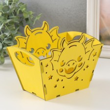 Корзинка-шкатулка "Мордочка дракона" жёлтый 18х12х14,5 см (набор 5 деталей)