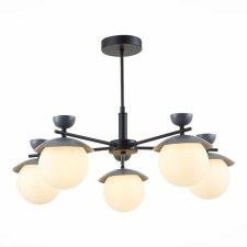 Ceiling EVOLUCE lamp. Sle220202-05. Genova. 5x5 watts, G9, 4000k, 67x67x46 cm, black color, gray