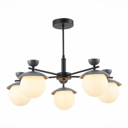 Ceiling EVOLUCE lamp. Sle220202-05. Genova. 5x5 watts, G9, 4000k, 67x67x46 cm, black color, gray