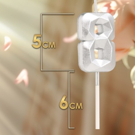 Candle in the cake on the skewer "Almaz", the number "8", silver, 4.8x2.6 cm-1