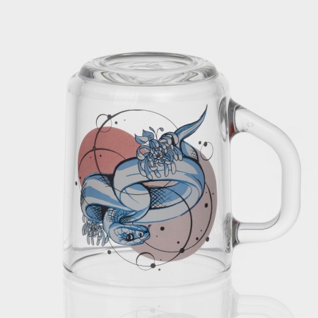 New Year's glass tea mug "Snakes", 200 ml, mix-3
