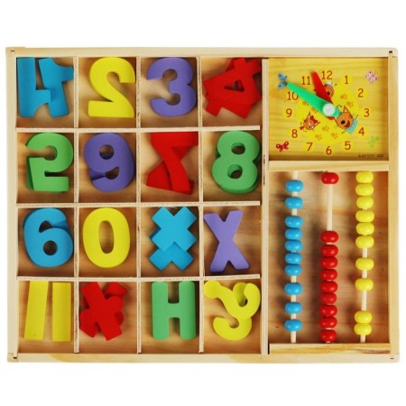 Wooden toy "Counting material with a clock. Three cats "