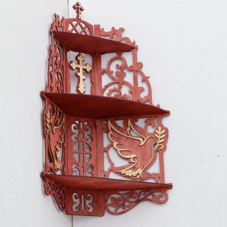 Iconostasis No. 11, color red tree, 61x18x39 cm-1