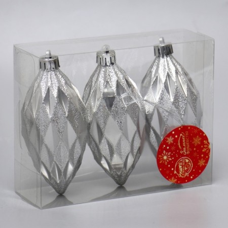 Jewelry decoration "icicle-cut" (set 3 pcs) 10 cm, silver-1