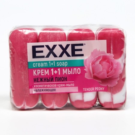 Cream-soiled EXXE, 1+1 "delicate peony", pink striped, 4 pcs. 90 g-1
