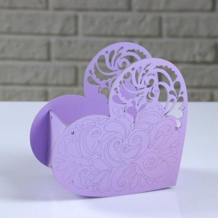 Kashpo wooden "Openland heart", lilac, 18 × 8.6 × 14 cm