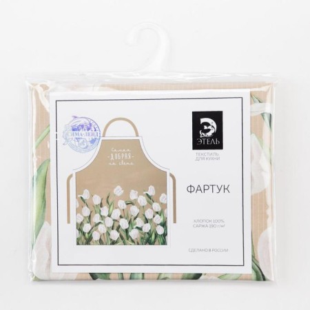 Apron Ethel "White Tulips" 60x70 cm, 100% HL, sarzha 190 g/m2-5