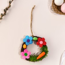 Wreath Suspension on Easter with flowers, 12 cm