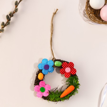 Wreath Suspension on Easter with flowers, 12 cm