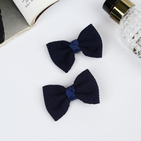 Hair clip "Schoolgirl" (set 2 pcs) texture, 6 cm, blue