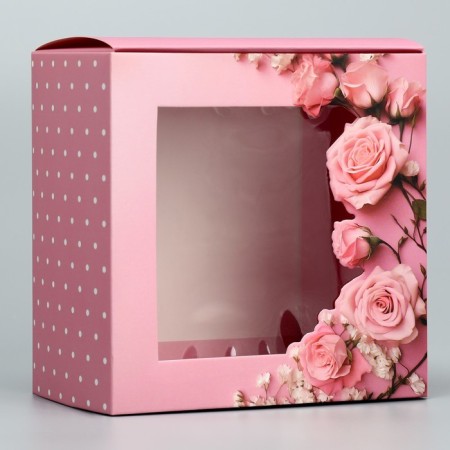 Gift-bearing box folding, packaging, “delicate roses”, 14 x 14 x 8 cm-4