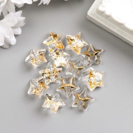 Buttons plastic for creativity "Golden Star" set 12 pcs 1.5x1.5 cm-2