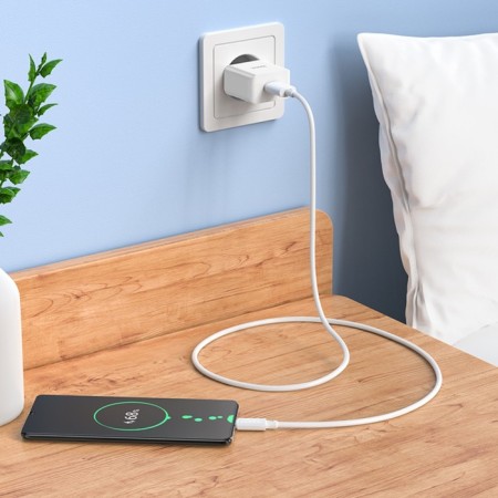 Network charger HOCO C106A, 1 USB, 2.1 A, Micro USB -USB, 1 m, white cable-7