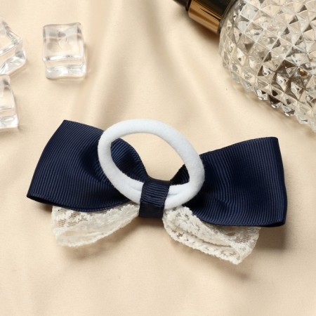 Hair elastic band Bant "Schoolgirl" double double, 10x6 cm, blue-white-1