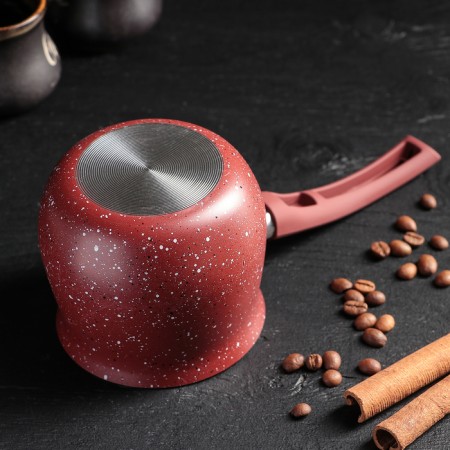 Turko Turdo Turkish, 600 ml, plastic handle, anti -stick coating, burgundy color-2