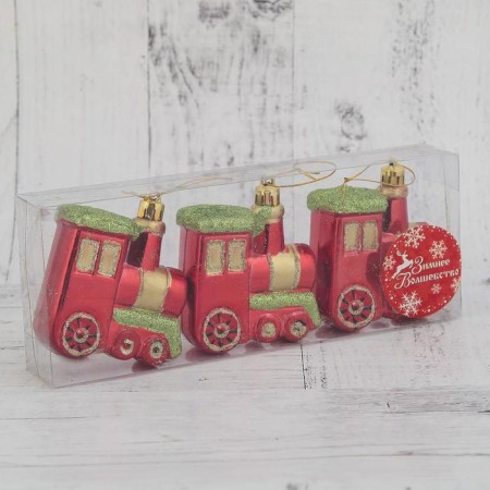 Jewelry decoration "Steam" (set of 3 pcs) 6.5x6.5 cm, red-1