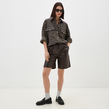 Women leather shorts MIST BAS, p. 48, brown-1