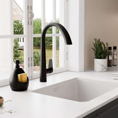 Kitchen mixer Wasserkraft A8667, single -leaf, sliding spout, black-6