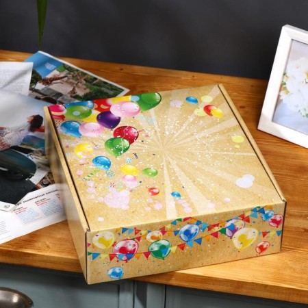Gift box "with balls", craft, 28.5 x 9.5 x 29.5 cm-3