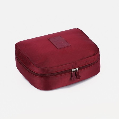 Cosmetic bag with lightning, burgundy color